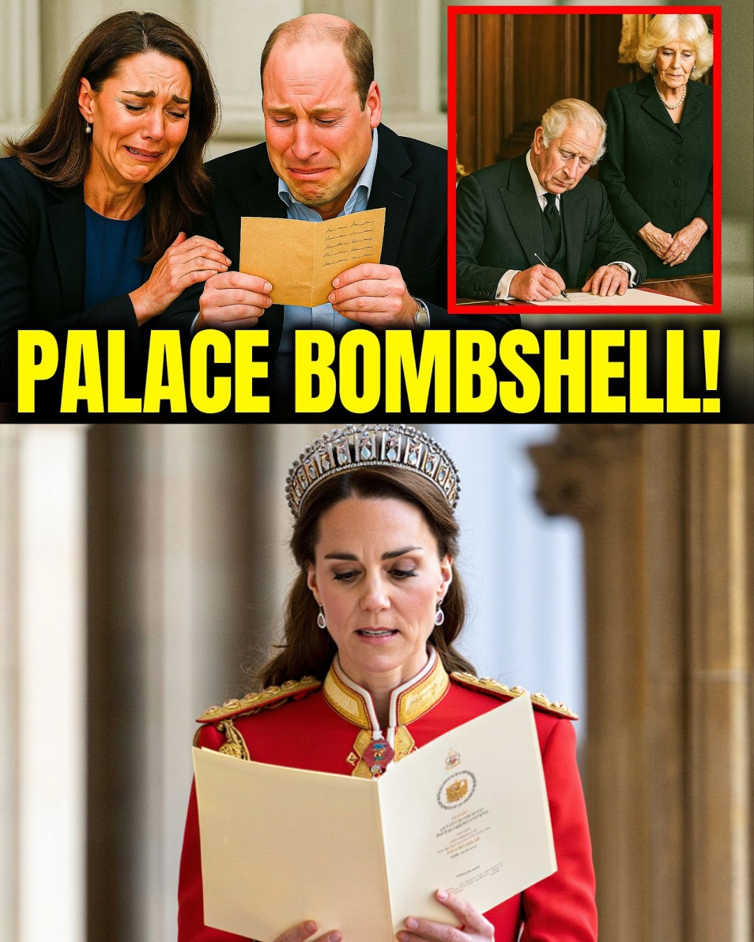 SAD NEWS — 5 HOURS AGO! Kate Middleton delivered a shocking announcement that shook the monarchy to its core. Prince William broke down in tears, calling an emergency secret meeting. King Charles turned pale as he screamed across the grand hall: ‘Oh God… my wife has…